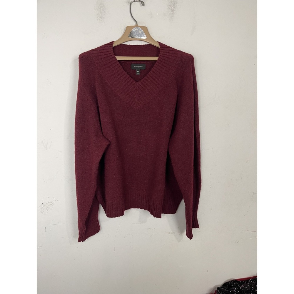 Banana Republic Womens Sweater XXL Burgundy Alpaca Blend Cozy Comfy Stretchy